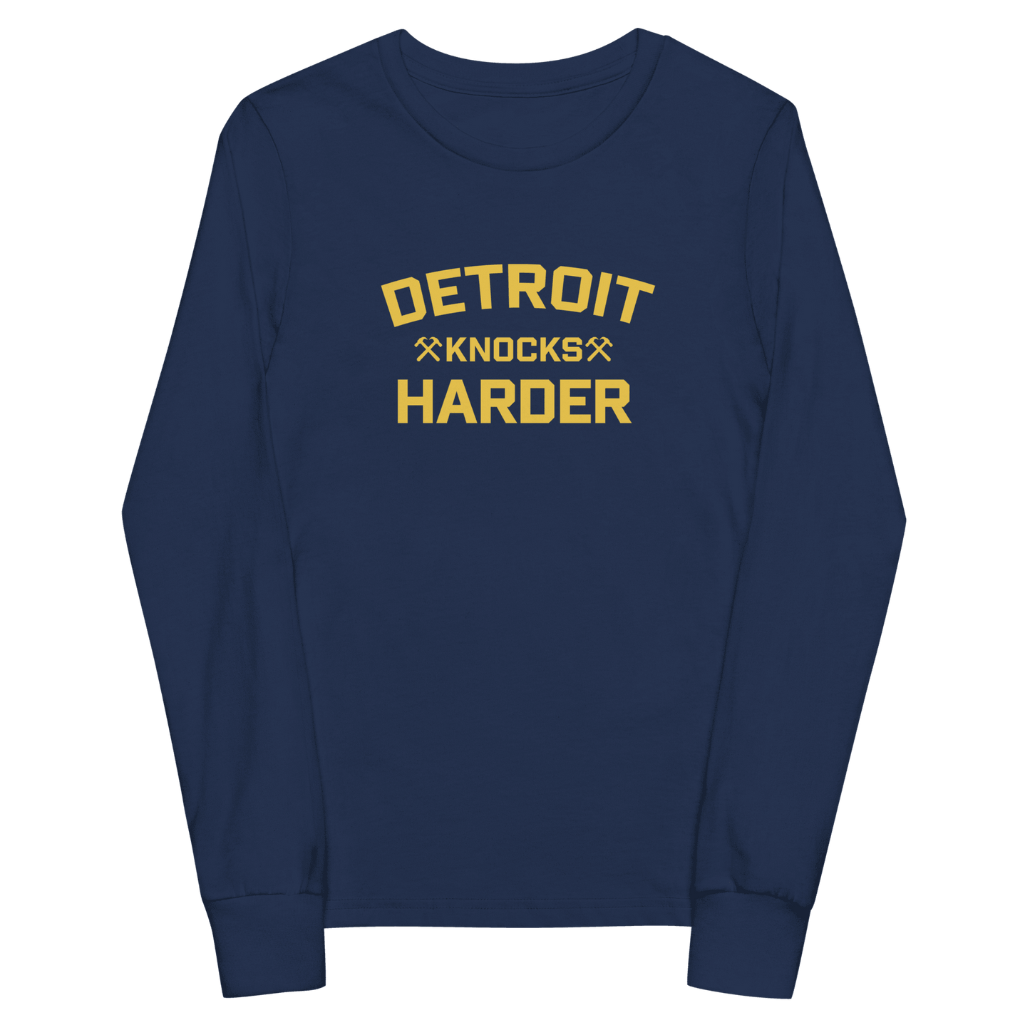 'Detroit Knocks Harder' T-Shirt | Unisex Youth Long Sleeve - Circumspice Michigan