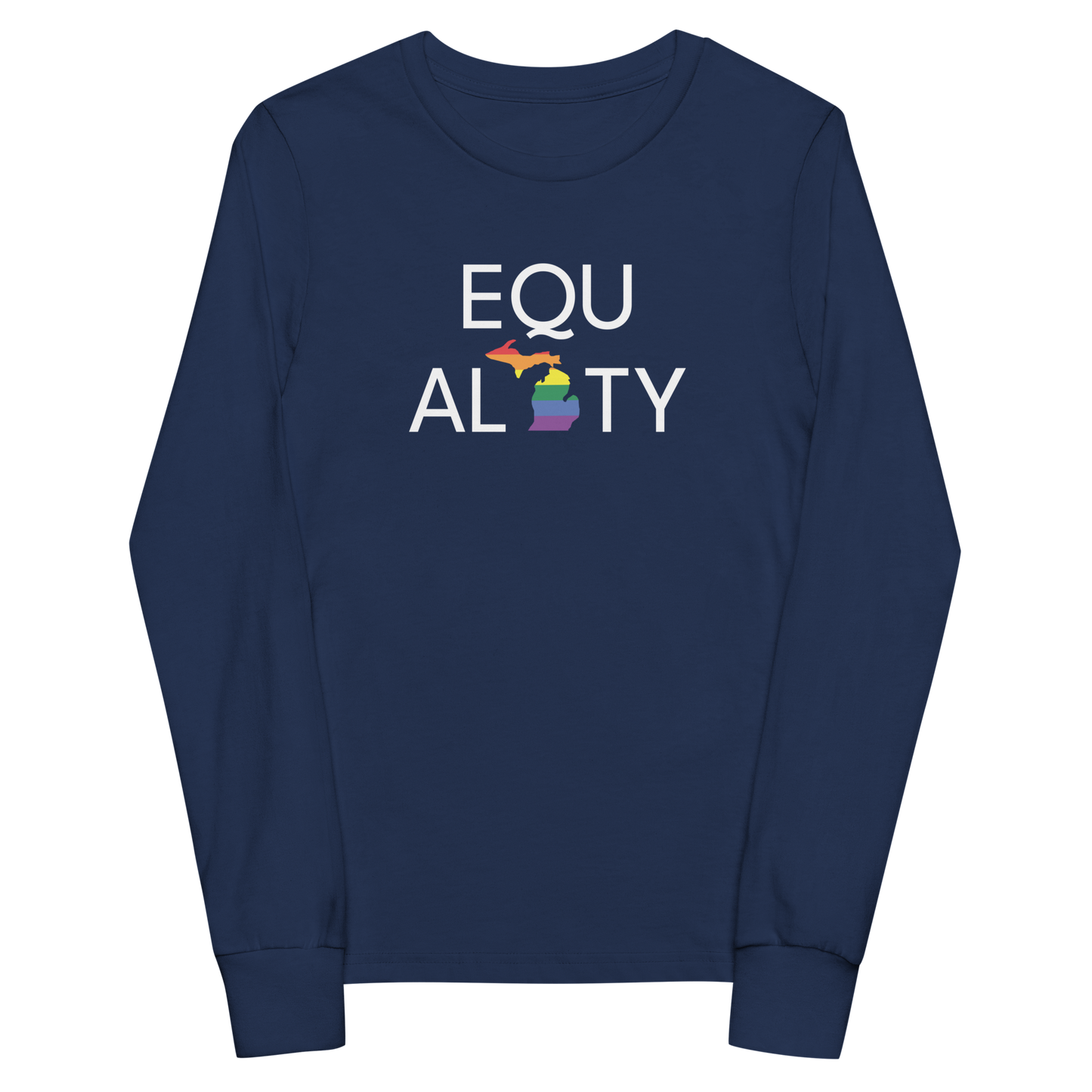 Michigan 'Equality' T-Shirt (LGBTQ Pride Colors) | Unisex Youth Long Sleeve