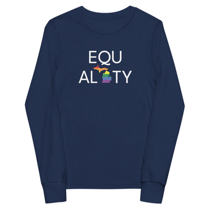 Michigan 'Equality' T-Shirt (LGBTQ Pride Colors) | Unisex Youth Long Sleeve