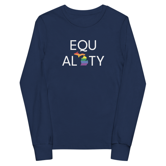 Michigan 'Equality' T-Shirt (LGBTQ Pride Colors) | Unisex Youth Long Sleeve