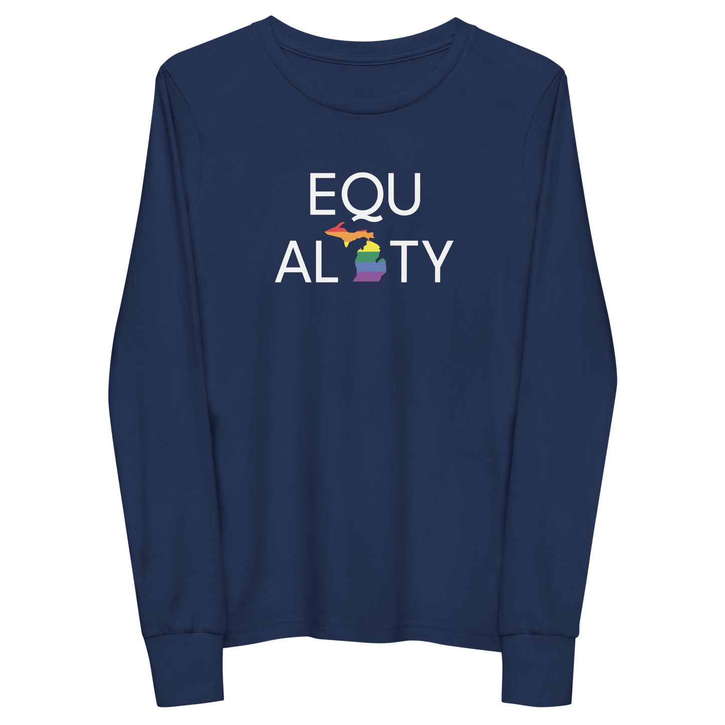 Michigan 'Equality' T-Shirt (LGBTQ Pride Colors) | Unisex Youth Long Sleeve