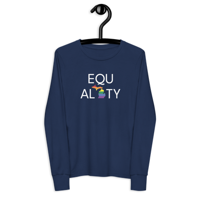 Michigan 'Equality' T-Shirt (LGBTQ Pride Colors) | Unisex Youth Long Sleeve