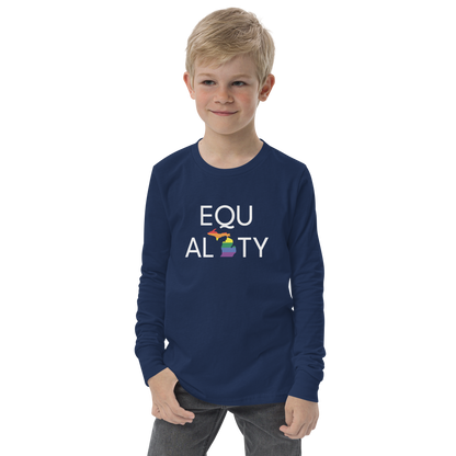 Michigan 'Equality' T-Shirt (LGBTQ Pride Colors) | Unisex Youth Long Sleeve