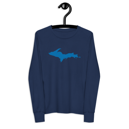 Michigan Upper Peninsula T-Shirt (w/ Azure UP Outline) | Youth Long Sleeve