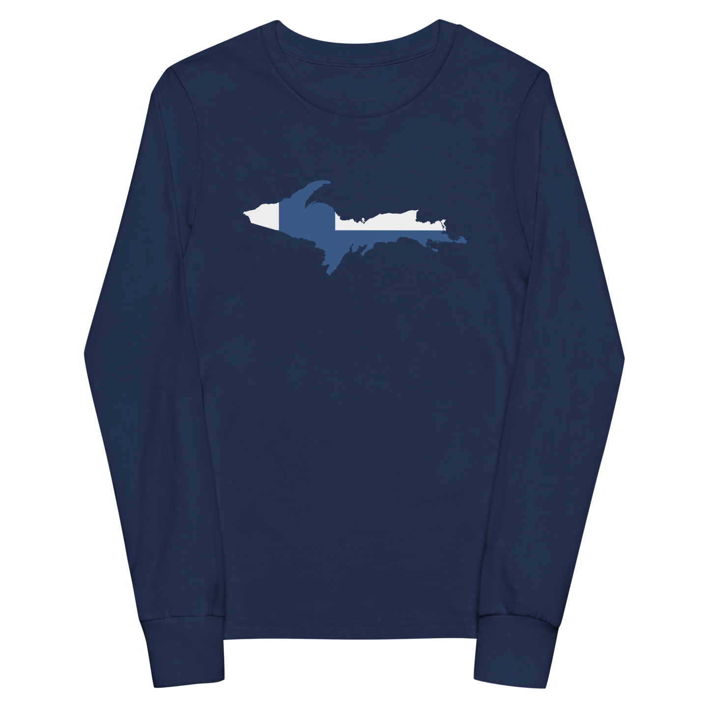 Michigan Upper Peninsula T-Shirt (w/ UP Finland Flag Outline) | Youth Long Sleeve