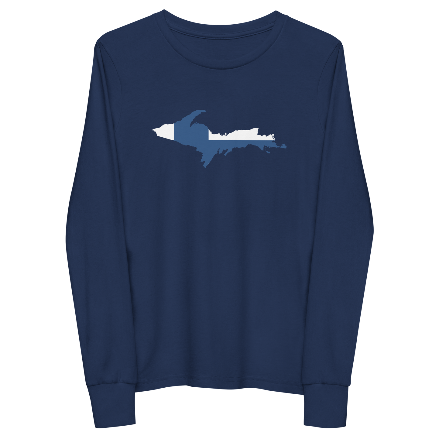 Michigan Upper Peninsula T-Shirt (w/ UP Finland Flag Outline) | Youth Long Sleeve