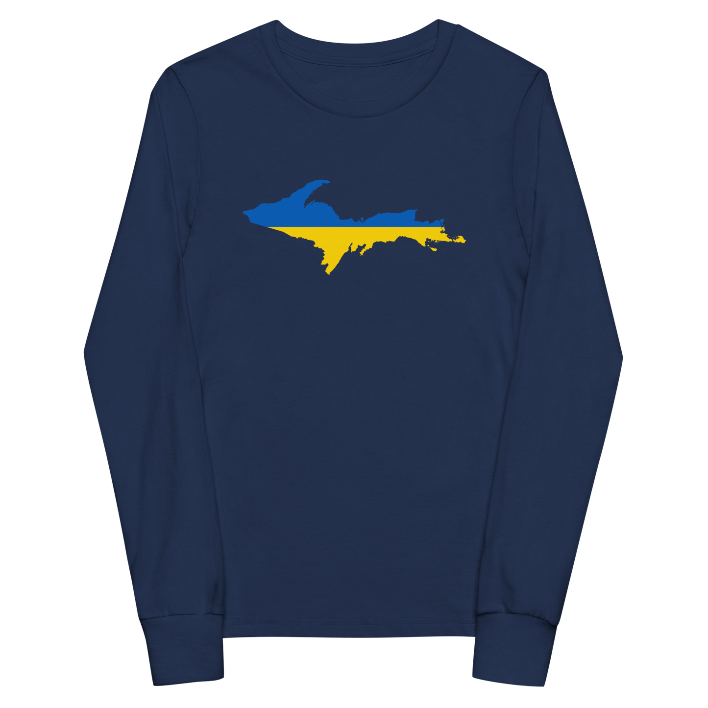 Michigan Upper Peninsula T-Shirt (w/ UP Ukraine Flag Outline) | Youth Long Sleeve