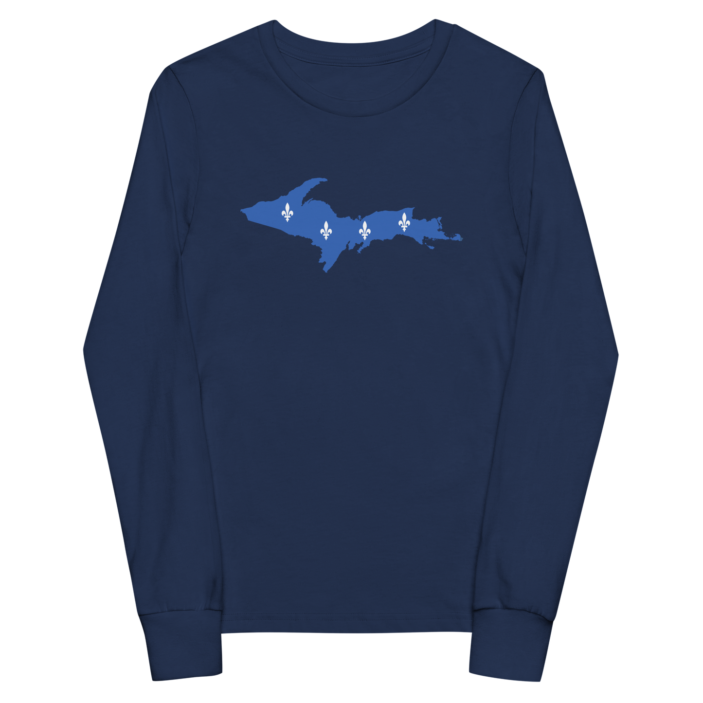 Michigan Upper Peninsula T-Shirt (w/ UP Quebec Flag Outline) | Youth Long Sleeve