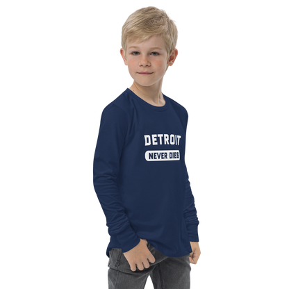 'Detroit Never Dies' T-Shirt | Unisex Youth Long Sleeve