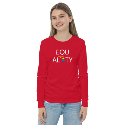 Michigan 'Equality' T-Shirt (LGBTQ Pride Colors) | Unisex Youth Long Sleeve