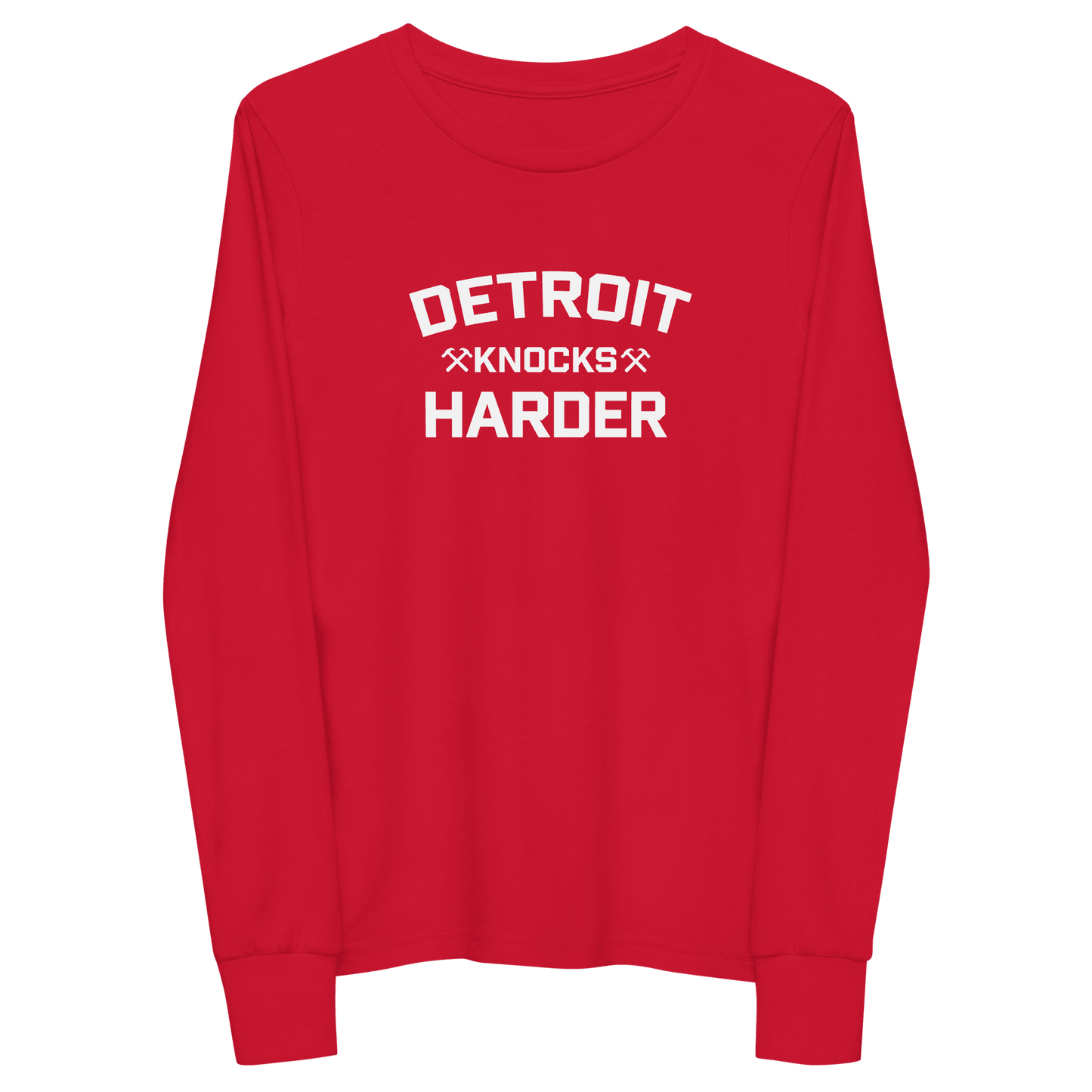 'Detroit Knocks Harder' T-Shirt | Unisex Youth Long Sleeve - Circumspice Michigan