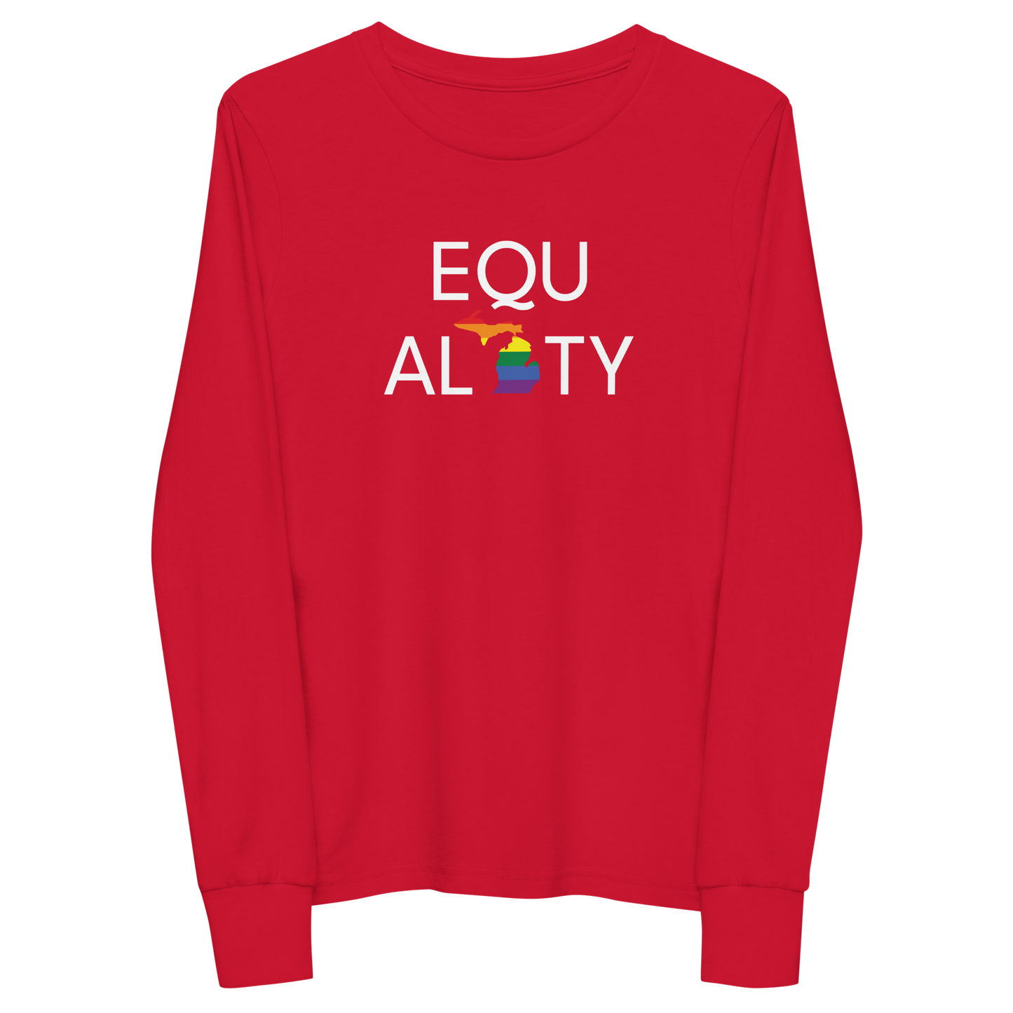 Michigan 'Equality' T-Shirt (LGBTQ Pride Colors) | Unisex Youth Long Sleeve