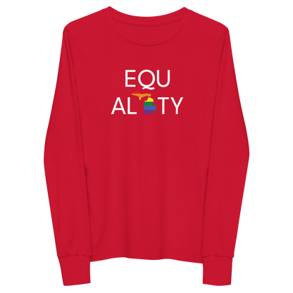 Michigan 'Equality' T-Shirt (LGBTQ Pride Colors) | Unisex Youth Long Sleeve