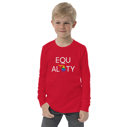 Michigan 'Equality' T-Shirt (LGBTQ Pride Colors) | Unisex Youth Long Sleeve