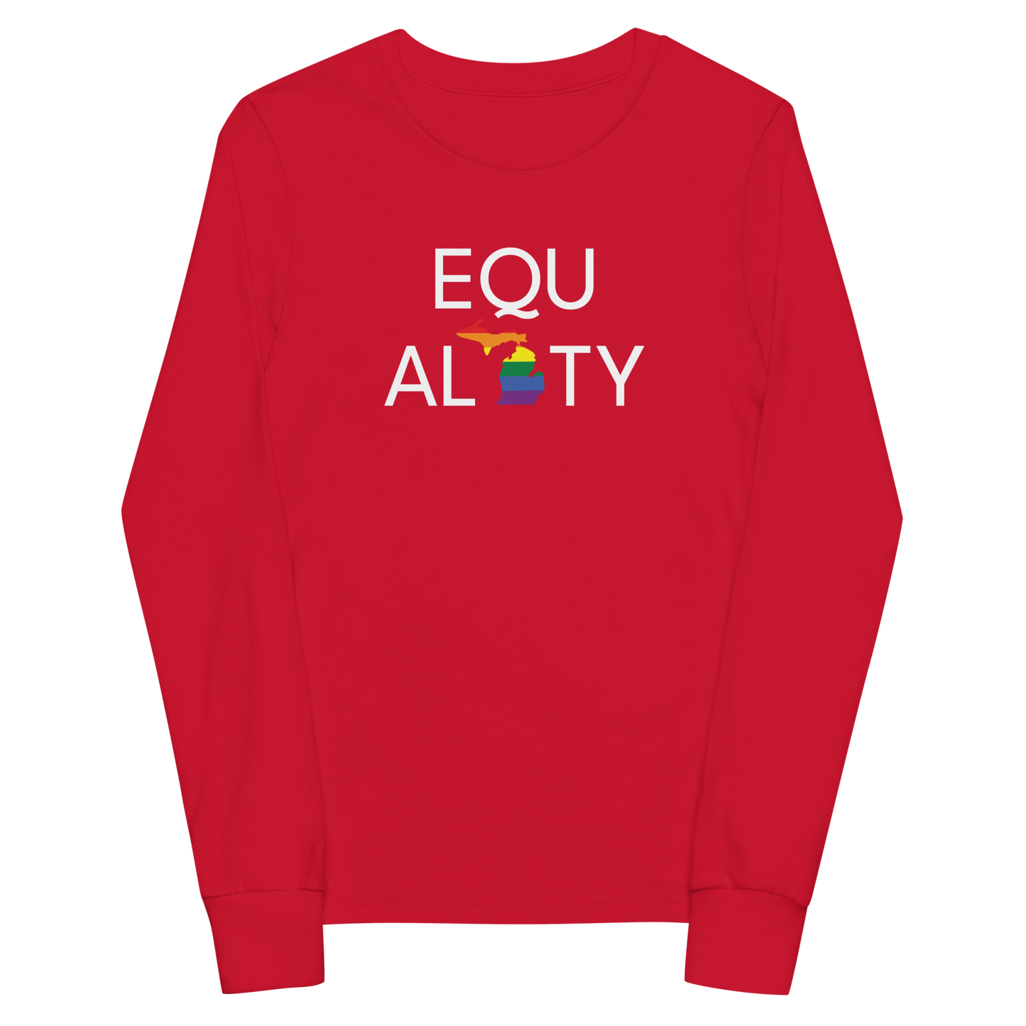 Michigan 'Equality' T-Shirt (LGBTQ Pride Colors) | Unisex Youth Long Sleeve