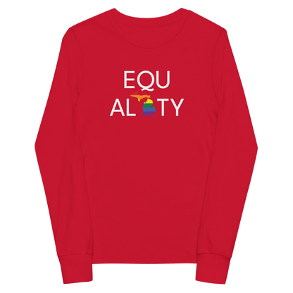 Michigan 'Equality' T-Shirt (LGBTQ Pride Colors) | Unisex Youth Long Sleeve