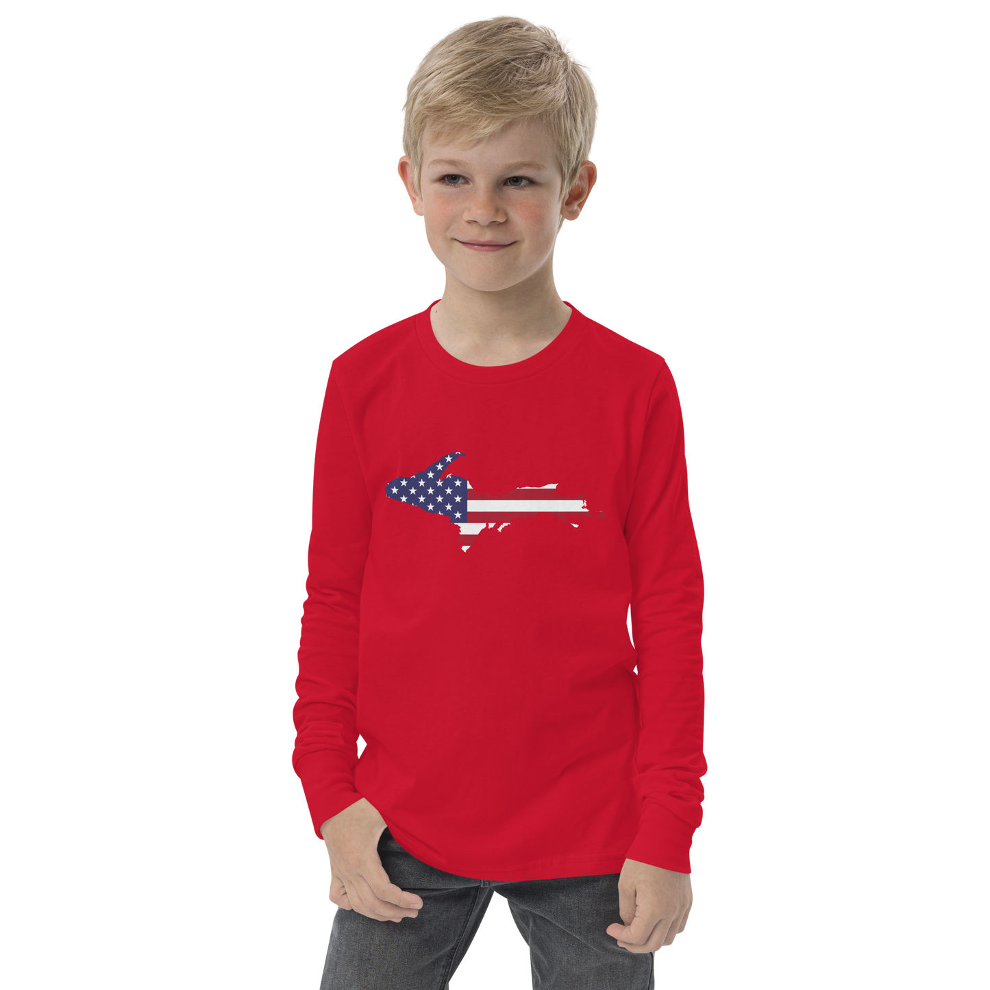 Michigan Upper Peninsula T-Shirt (w/ UP USA Long Sleeve) | Youth Long Sleeve