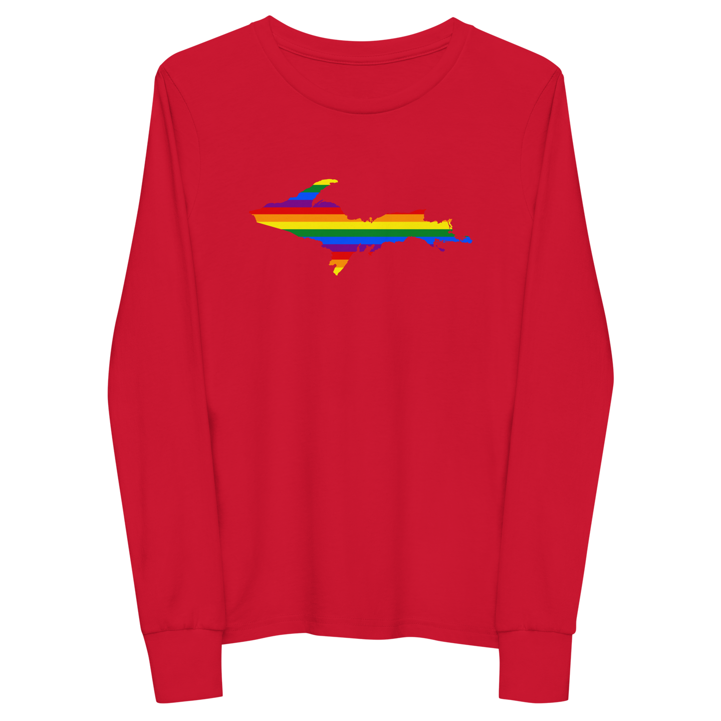 Michigan Upper Peninsula T-Shirt (w/ UP Pride Flag Outline) | Youth Long Sleeve