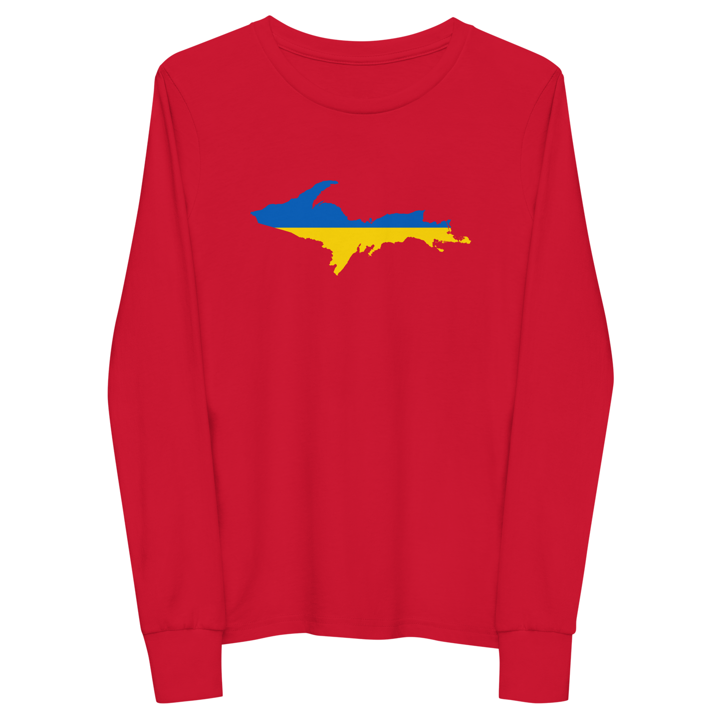 Michigan Upper Peninsula T-Shirt (w/ UP Ukraine Flag Outline) | Youth Long Sleeve