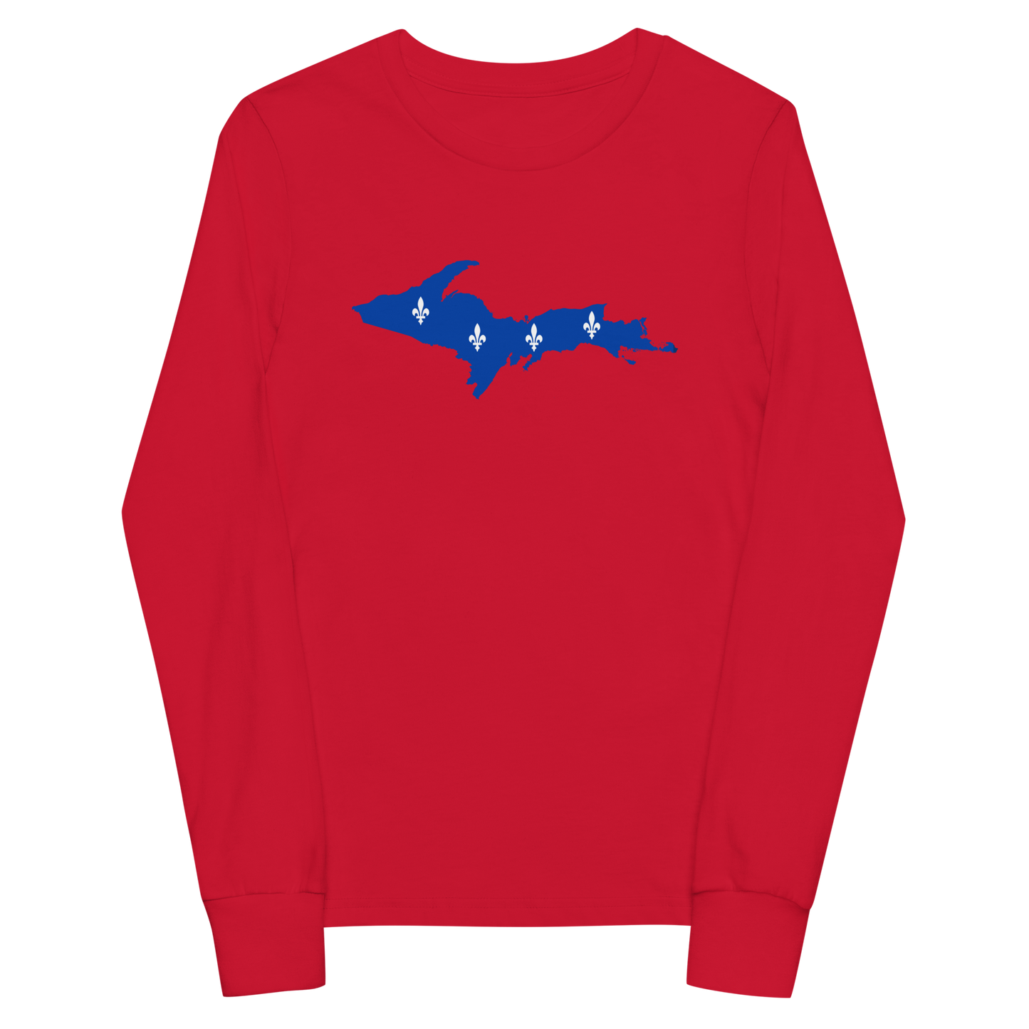 Michigan Upper Peninsula T-Shirt (w/ UP Quebec Flag Outline) | Youth Long Sleeve