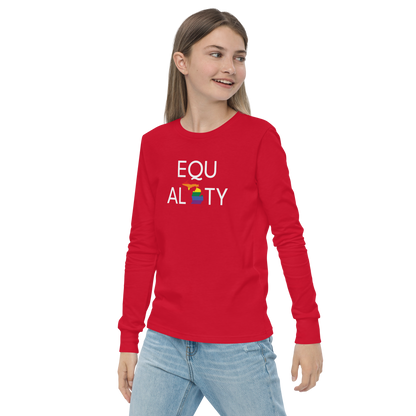 Michigan 'Equality' T-Shirt (LGBTQ Pride Colors) | Unisex Youth Long Sleeve