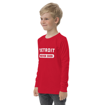 'Detroit Never Dies' T-Shirt | Unisex Youth Long Sleeve