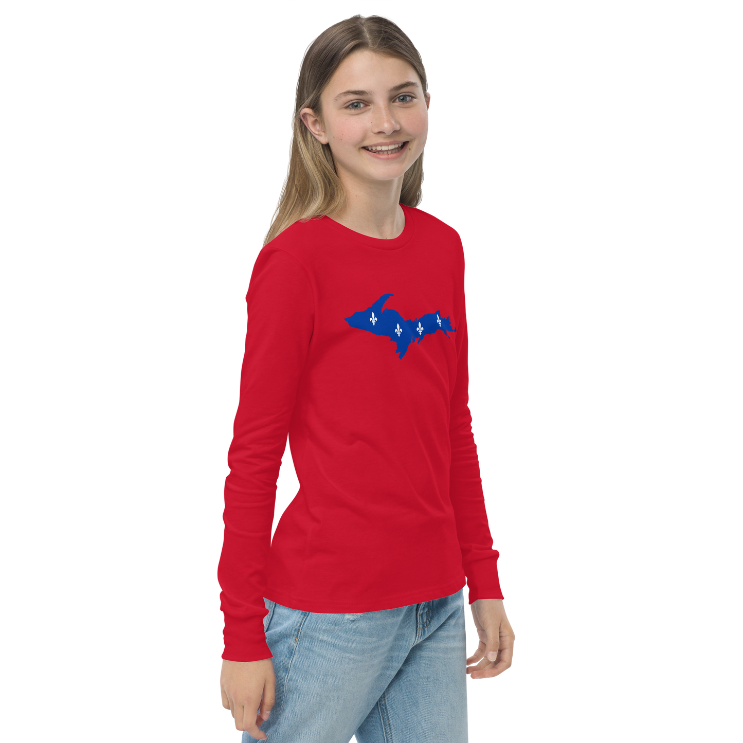 Michigan Upper Peninsula T-Shirt (w/ UP Quebec Flag Outline) | Youth Long Sleeve