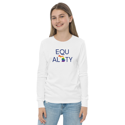 Michigan 'Equality' T-Shirt (LGBTQ Pride Colors) | Unisex Youth Long Sleeve