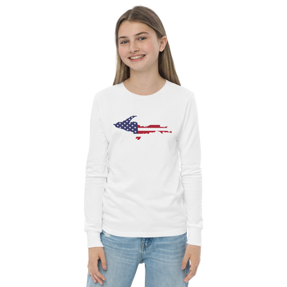 Michigan Upper Peninsula T-Shirt (w/ UP USA Long Sleeve) | Youth Long Sleeve