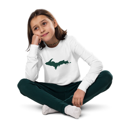 Michigan Upper Peninsula T-Shirt (w/ Green UP Outline) | Youth Long Sleeve