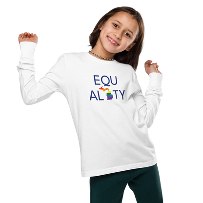 Michigan 'Equality' T-Shirt (LGBTQ Pride Colors) | Unisex Youth Long Sleeve