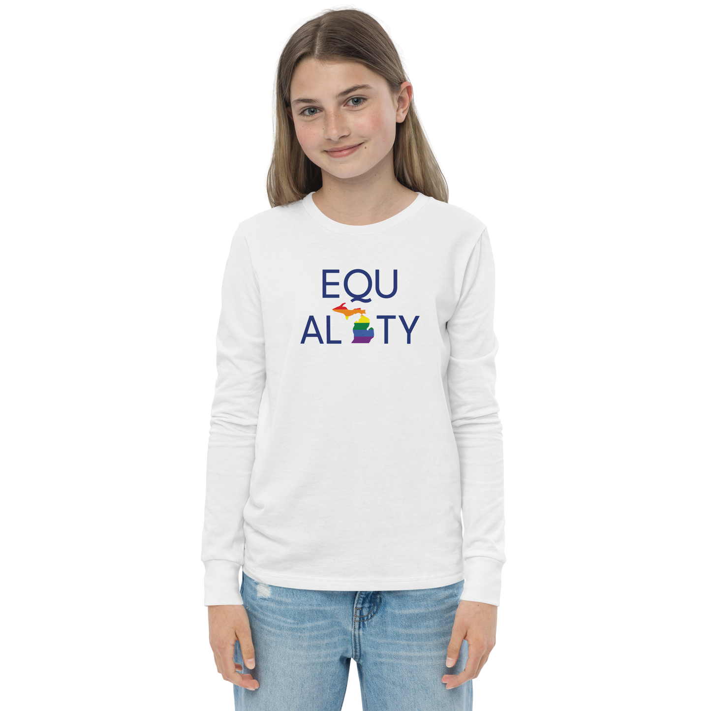 Michigan 'Equality' T-Shirt (LGBTQ Pride Colors) | Unisex Youth Long Sleeve