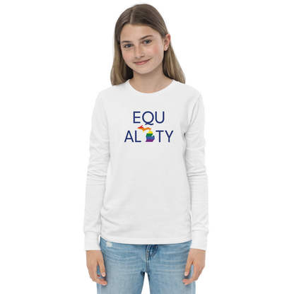 Michigan 'Equality' T-Shirt (LGBTQ Pride Colors) | Unisex Youth Long Sleeve