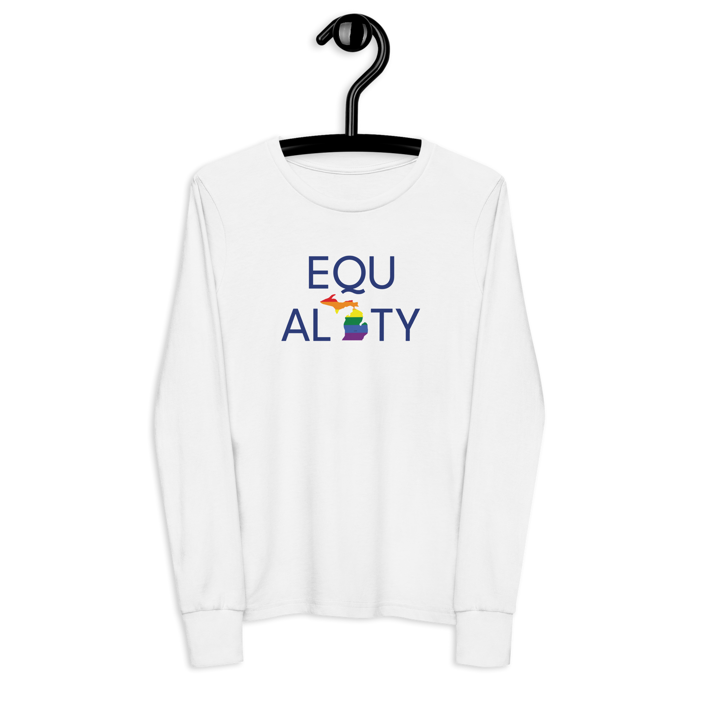 Michigan 'Equality' T-Shirt (LGBTQ Pride Colors) | Unisex Youth Long Sleeve