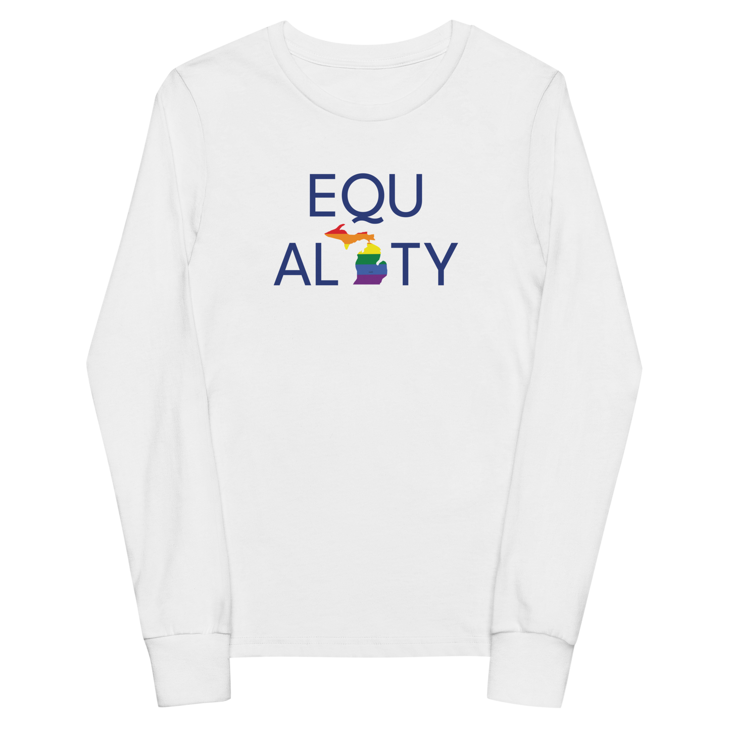 Michigan 'Equality' T-Shirt (LGBTQ Pride Colors) | Unisex Youth Long Sleeve