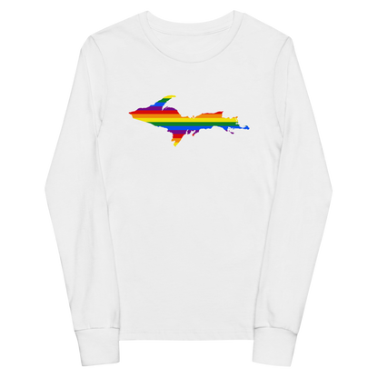 Michigan Upper Peninsula T-Shirt (w/ UP Pride Flag Outline) | Youth Long Sleeve