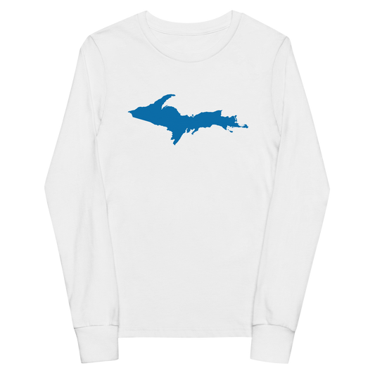 Michigan Upper Peninsula T-Shirt (w/ Azure UP Outline) | Youth Long Sleeve