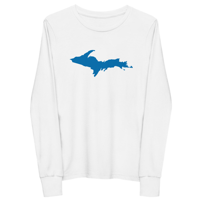 Michigan Upper Peninsula T-Shirt (w/ Azure UP Outline) | Youth Long Sleeve