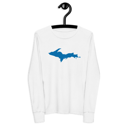 Michigan Upper Peninsula T-Shirt (w/ Azure UP Outline) | Youth Long Sleeve