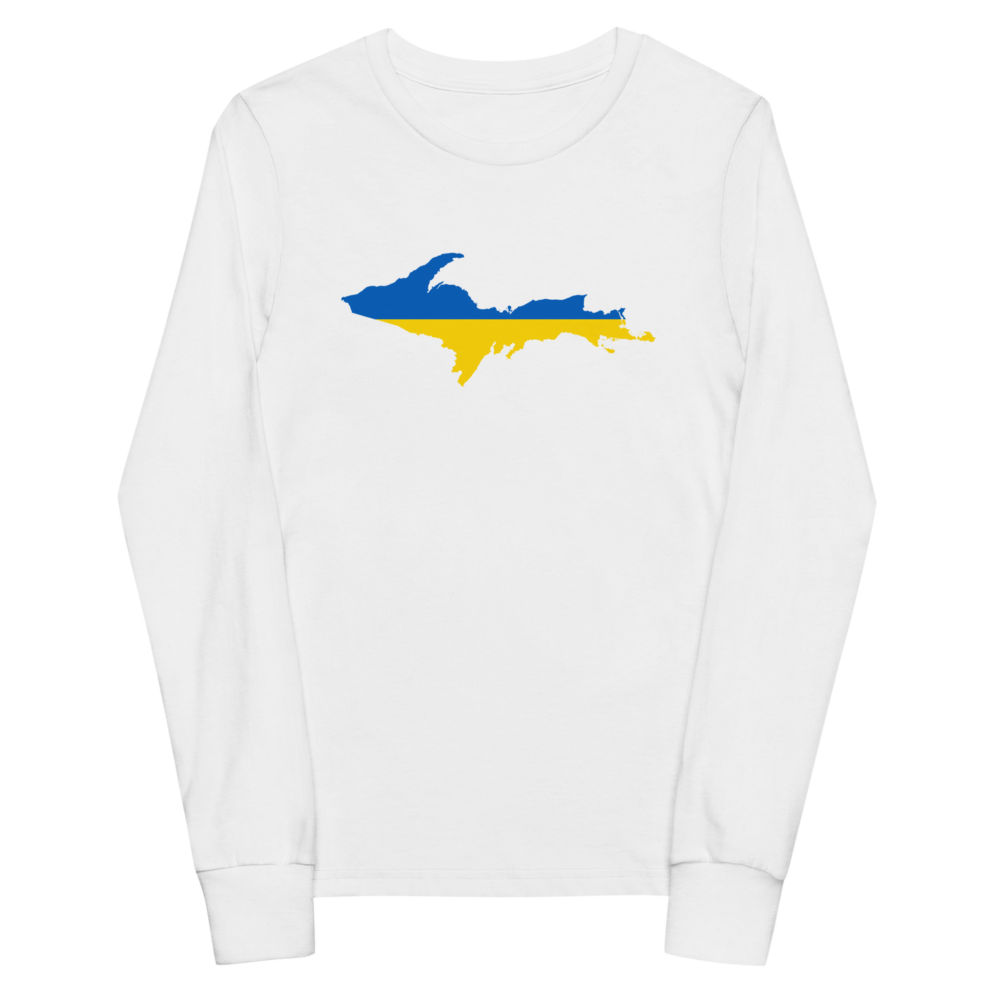 Michigan Upper Peninsula T-Shirt (w/ UP Ukraine Flag Outline) | Youth Long Sleeve