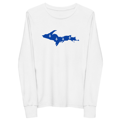 Michigan Upper Peninsula T-Shirt (w/ UP Quebec Flag Outline) | Youth Long Sleeve