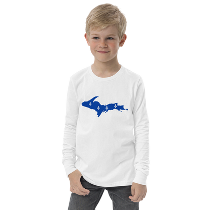 Michigan Upper Peninsula T-Shirt (w/ UP Quebec Flag Outline) | Youth Long Sleeve