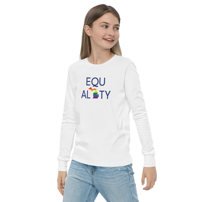 Michigan 'Equality' T-Shirt (LGBTQ Pride Colors) | Unisex Youth Long Sleeve