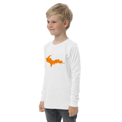 Michigan Upper Peninsula T-Shirt (w/ Orange UP Outline) | Youth Long Sleeve