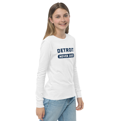 'Detroit Never Dies' T-Shirt | Unisex Youth Long Sleeve