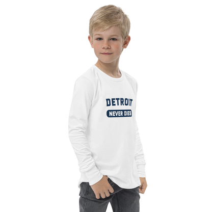 'Detroit Never Dies' T-Shirt | Unisex Youth Long Sleeve