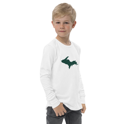 Michigan Upper Peninsula T-Shirt (w/ Green UP Outline) | Youth Long Sleeve